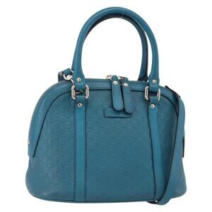 GUCCI GG Canvas Guccissima Bag Leather 2way Outlet Blue 449654 Auth ar13799